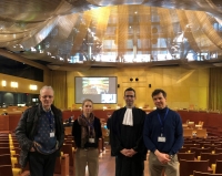 Benoît Dupret (Belgian Beekeeper), Isabelle Klopstein (Nature et Progrès Belgium), Antoine Bailleux (lawyer at the Brussels bar) and Martin Dermine (PAN Europe)